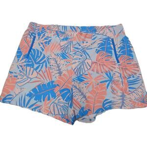 Columbia PFG Women’s 2X Coral Blue‎ Tropical Leaf Print Fishing Shorts Elastic